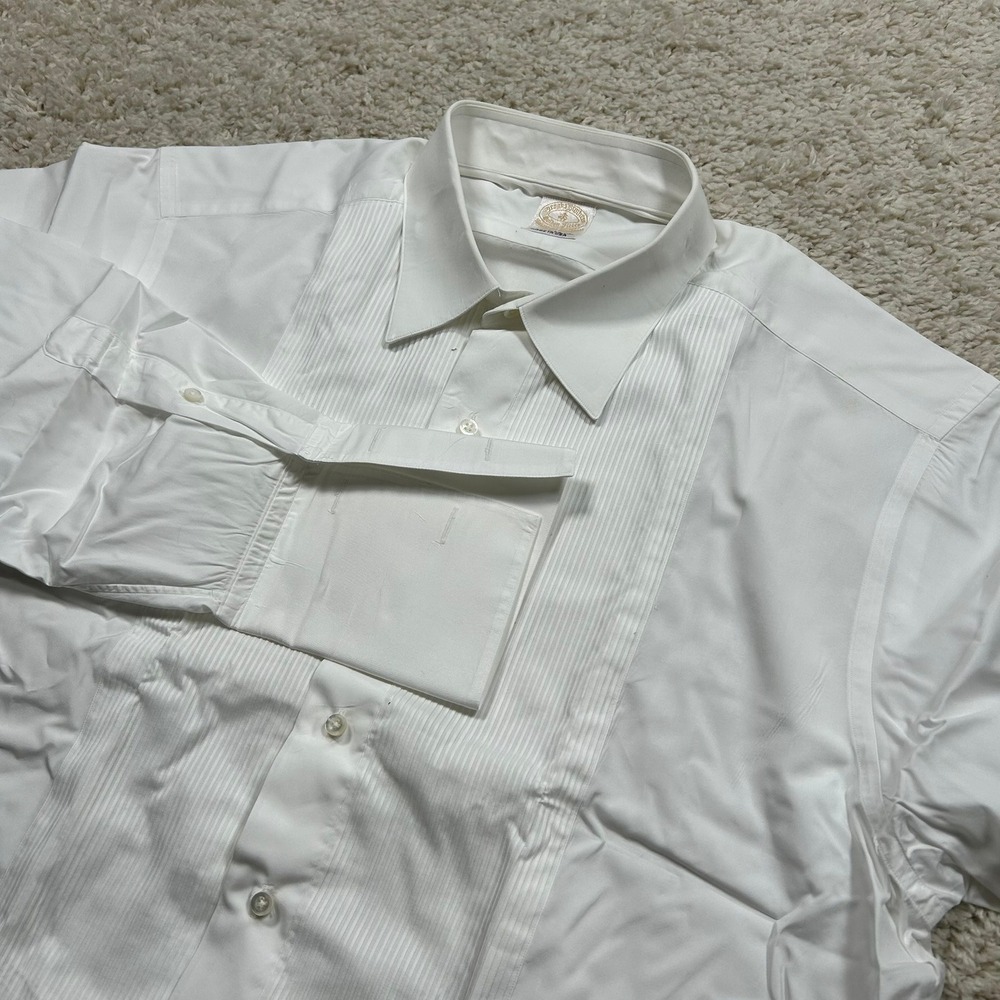 Brooks Brothers Tuxedo Shirt 17-33 White Golden Fleece Pleated Bib French Cuff